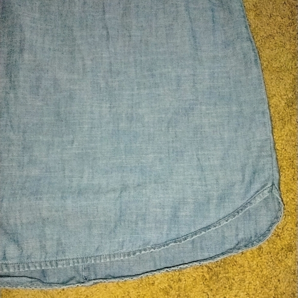 J. Crew (Size S) Chambray Medium Wash V-Neck Cut 3/4 Sleeve Casual Tunic Dress - Picture 3 of 7